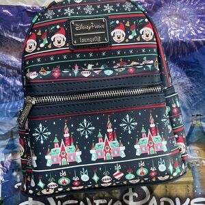 Loungefly Disney Parks Holiday Backpack - Navy and Red